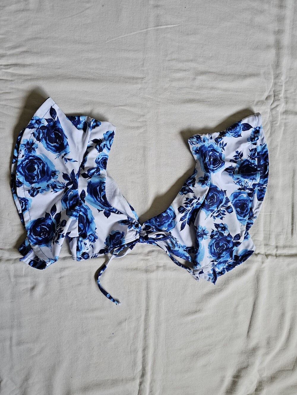 Blue Floral Ruffle Bikini Set - Picture 6 of 7